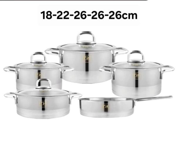 سرویس قابلمه استیل زیو مدل ZCS-1340 ظرفیت ۱۰ پارچه