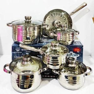 سرویس قابلمه درب استیل کوین رویال آلمان 12 پارچه Queen Royal QR-8878