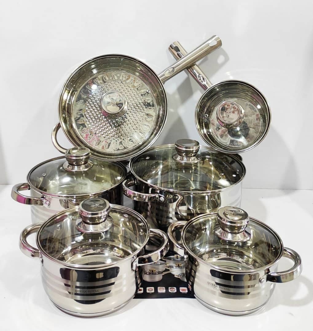 سرویس قابلمه درب استیل کوین رویال آلمان 12 پارچه Queen Royal QR-8878 - تصویر 3