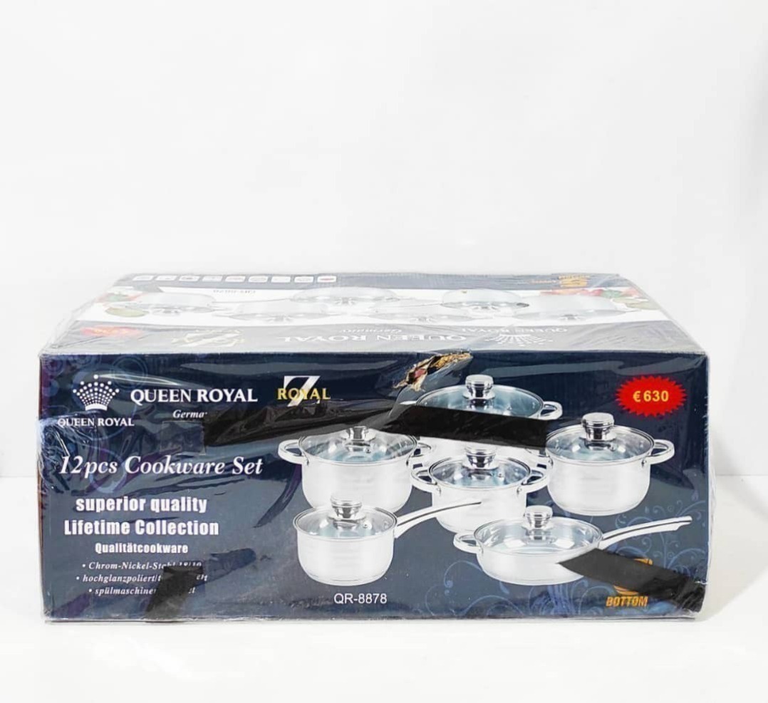 سرویس قابلمه درب استیل کوین رویال آلمان 12 پارچه Queen Royal QR-8878 - تصویر 5