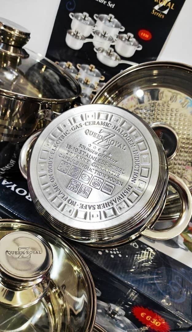 سرویس قابلمه درب استیل کوین رویال آلمان 12 پارچه Queen Royal QR-8878 - تصویر 6