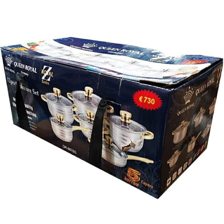 سرویس قابلمه درب طلایی کوین رویال آلمان 12 پارچه Queen Royal QR-8878 - تصویر 2