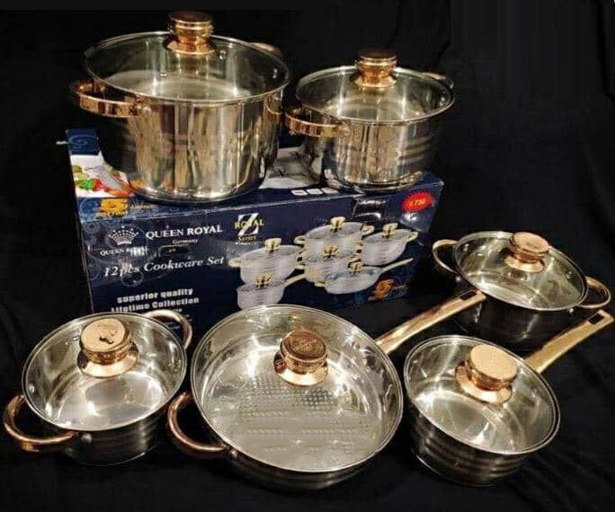 سرویس قابلمه درب طلایی کوین رویال آلمان 12 پارچه Queen Royal QR-8878 - تصویر 3