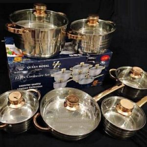 سرویس قابلمه درب طلایی کوین رویال آلمان ۱۲ پارچه مدل Queen Royal QR-8878