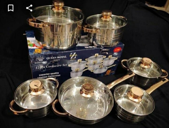 سرویس قابلمه درب استیل کوین رویال آلمان 12 پارچه Queen Royal QR-8878 - تصویر 8